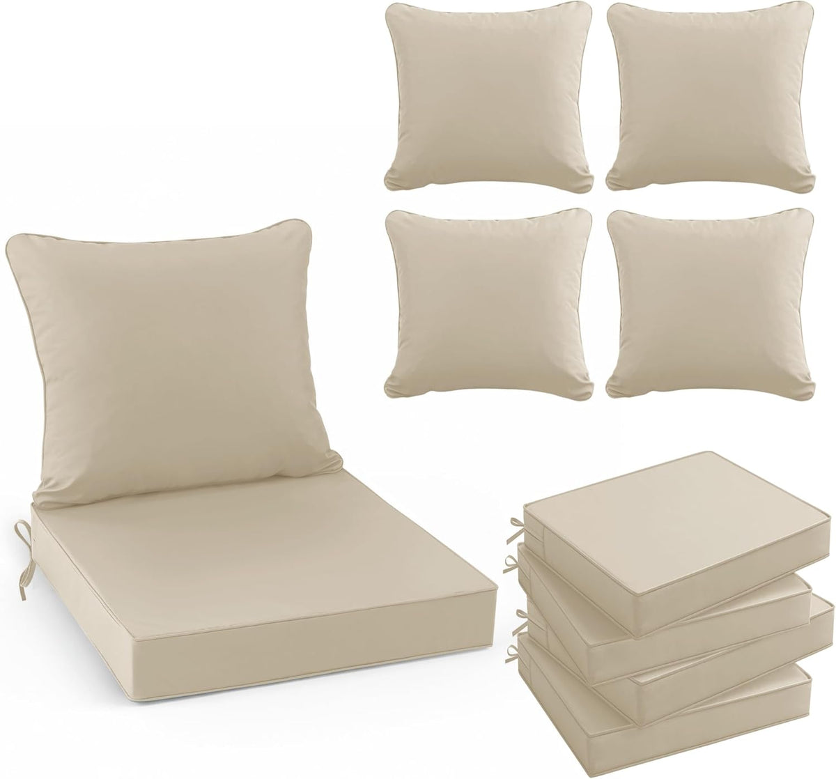 Ottowood Outdoor Deep Seat Cushions, Water-Repellent Patio Cushions
