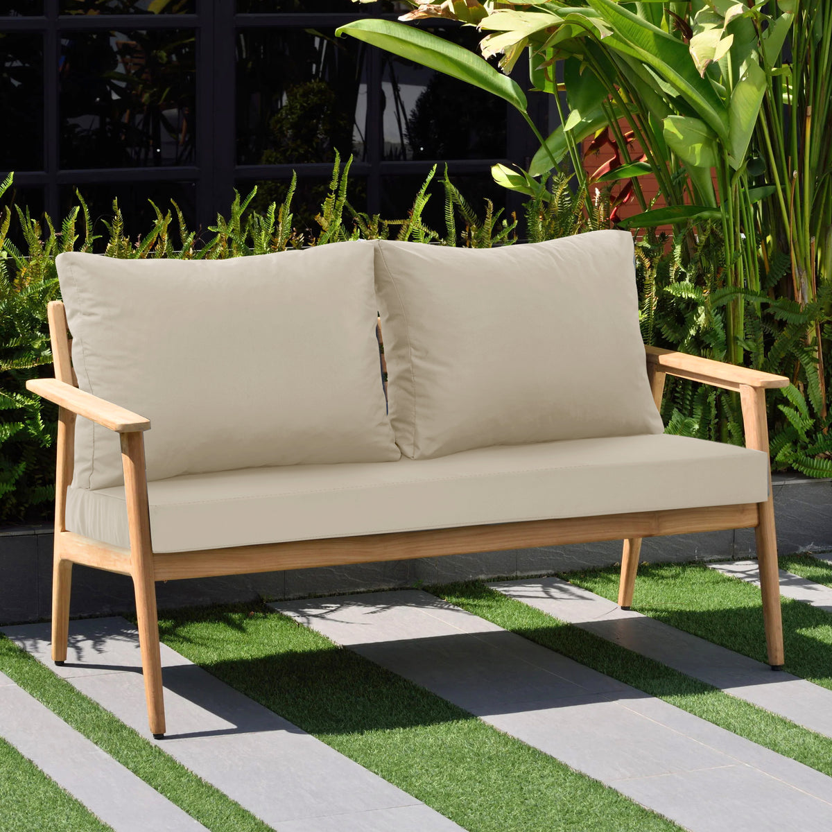 Ottowood Outdoor Loveseat Cushions, Waterproof Weather & Fade Resistant Seat and Backrest Cushion Set for Couch, Swing, Bench