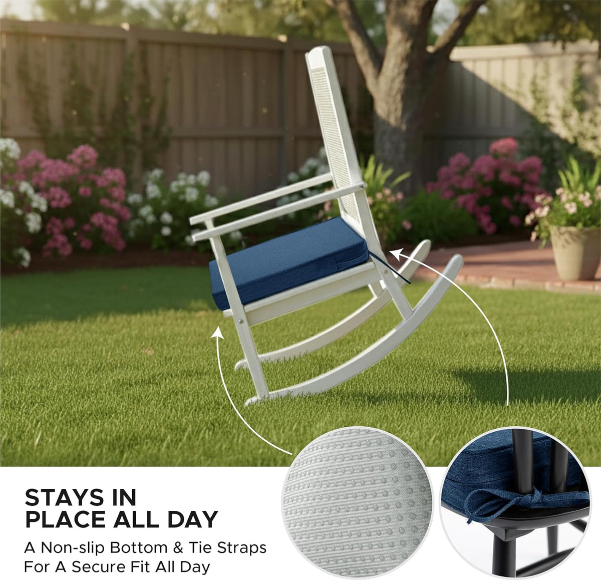 Ottowood Outdoor Chair Cushions - Waterproof Fade Resistant Linen Patio Furniture Seat Pads with Non-Slip Bottom & Removable Cover