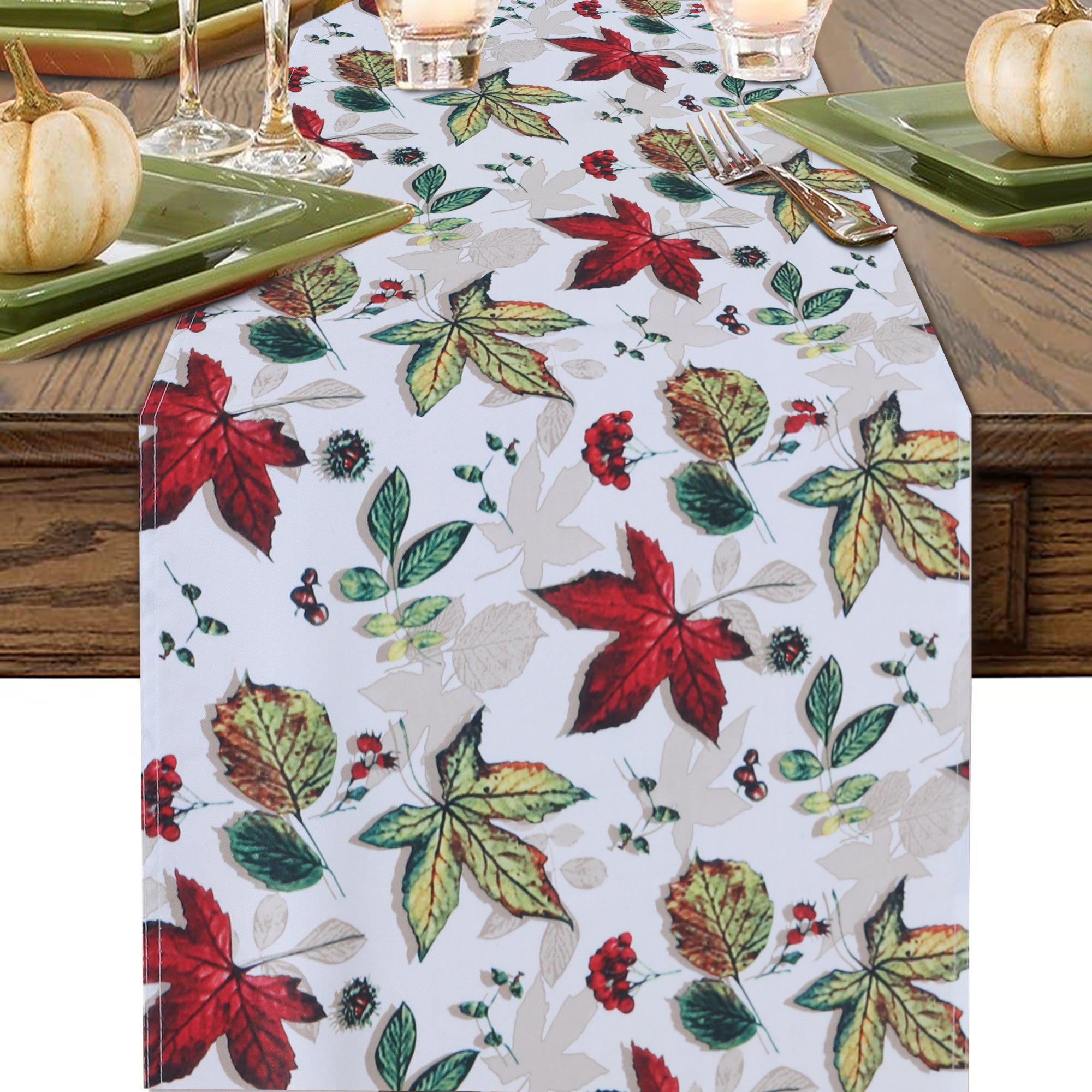 LUSHVIDA Fall Table Runner Maple Leaves Thanksgiving Table Runner Wrinkle Resistant Fall Runner for Table 1 Piece