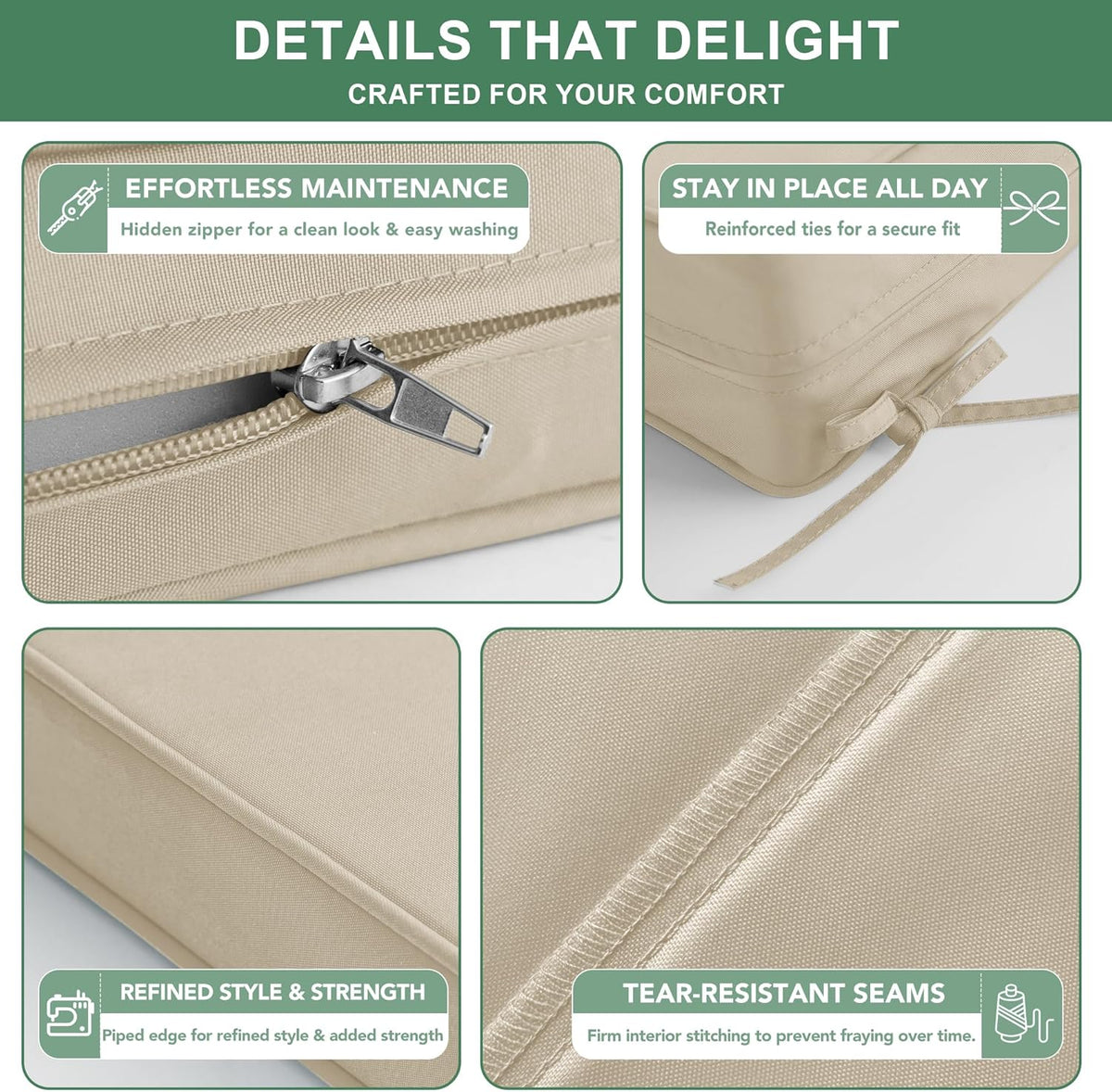 Ottowood Outdoor Deep Seat Cushions, Water-Repellent Patio Cushions