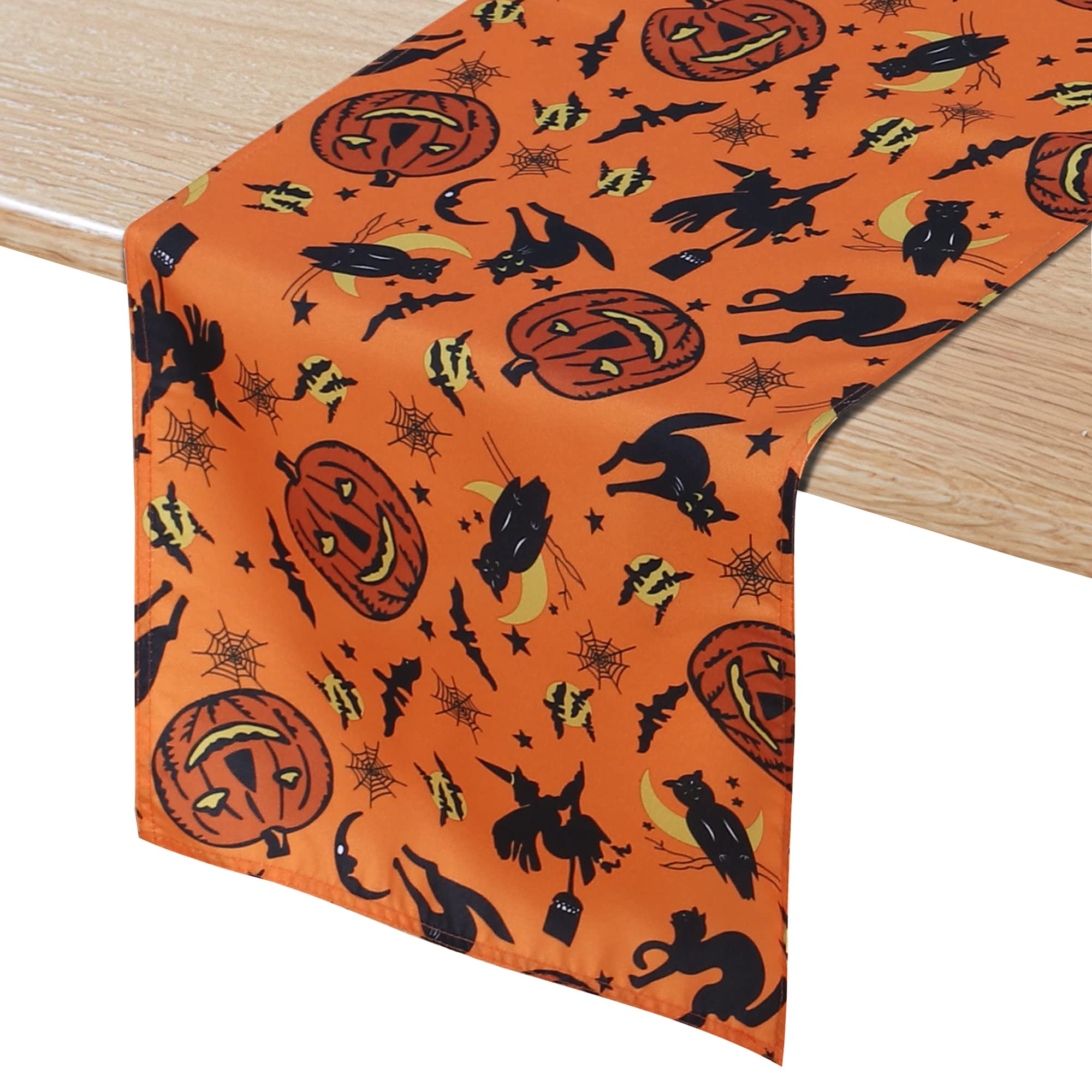 LUSHVIDA Halloween Table Runner 14x70 inch Halloween Bat Pattern Table Runner Wrinkle Resistant Halloween Runner for Table 1 Piece