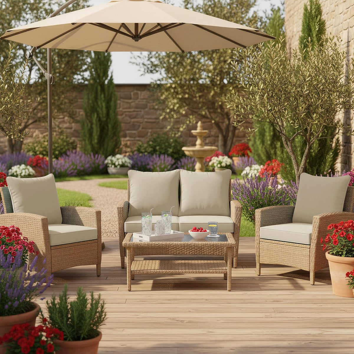 Ottowood Outdoor Deep Seat Cushions, Water-Repellent Patio Cushions